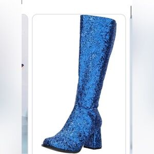 sparkly blue gogo boots size 10 worn once!